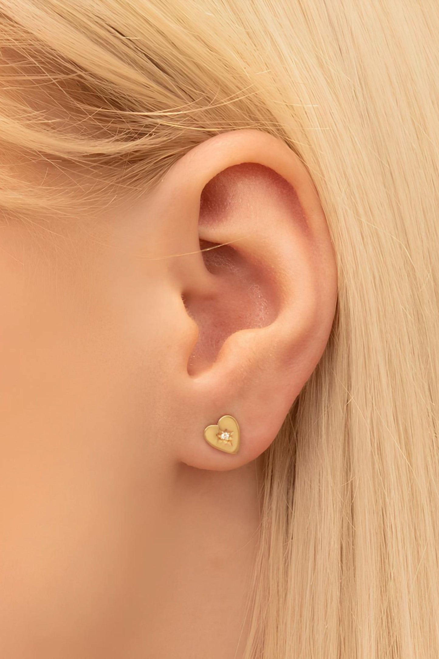 14k Small Diamond Heart Earrings