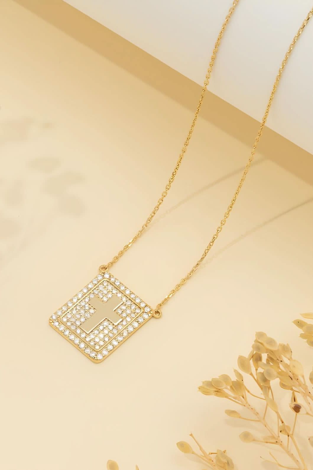 14k Solid Gold Cross Necklace