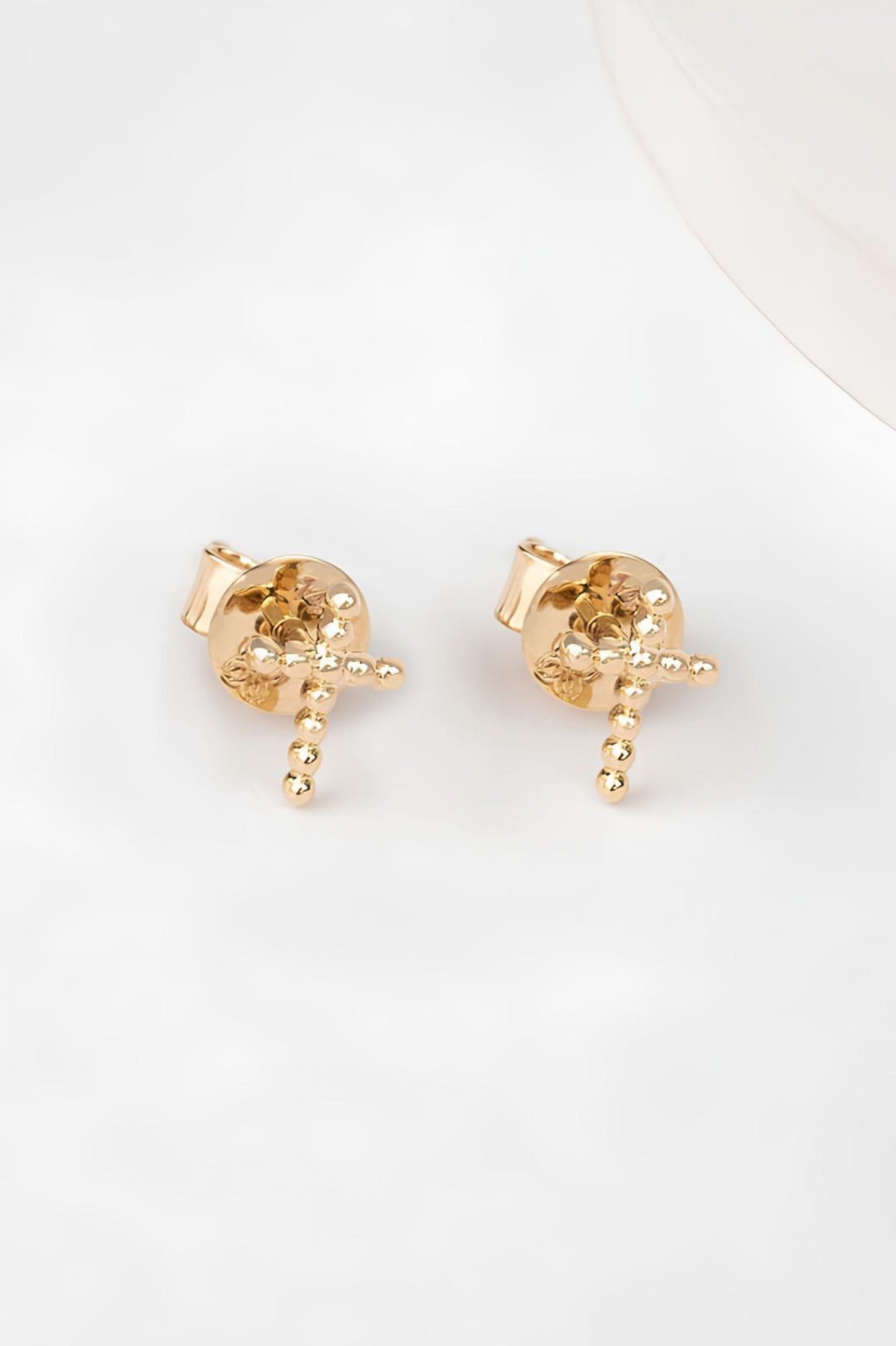 14k Solid Gold Mini Cross Earrings