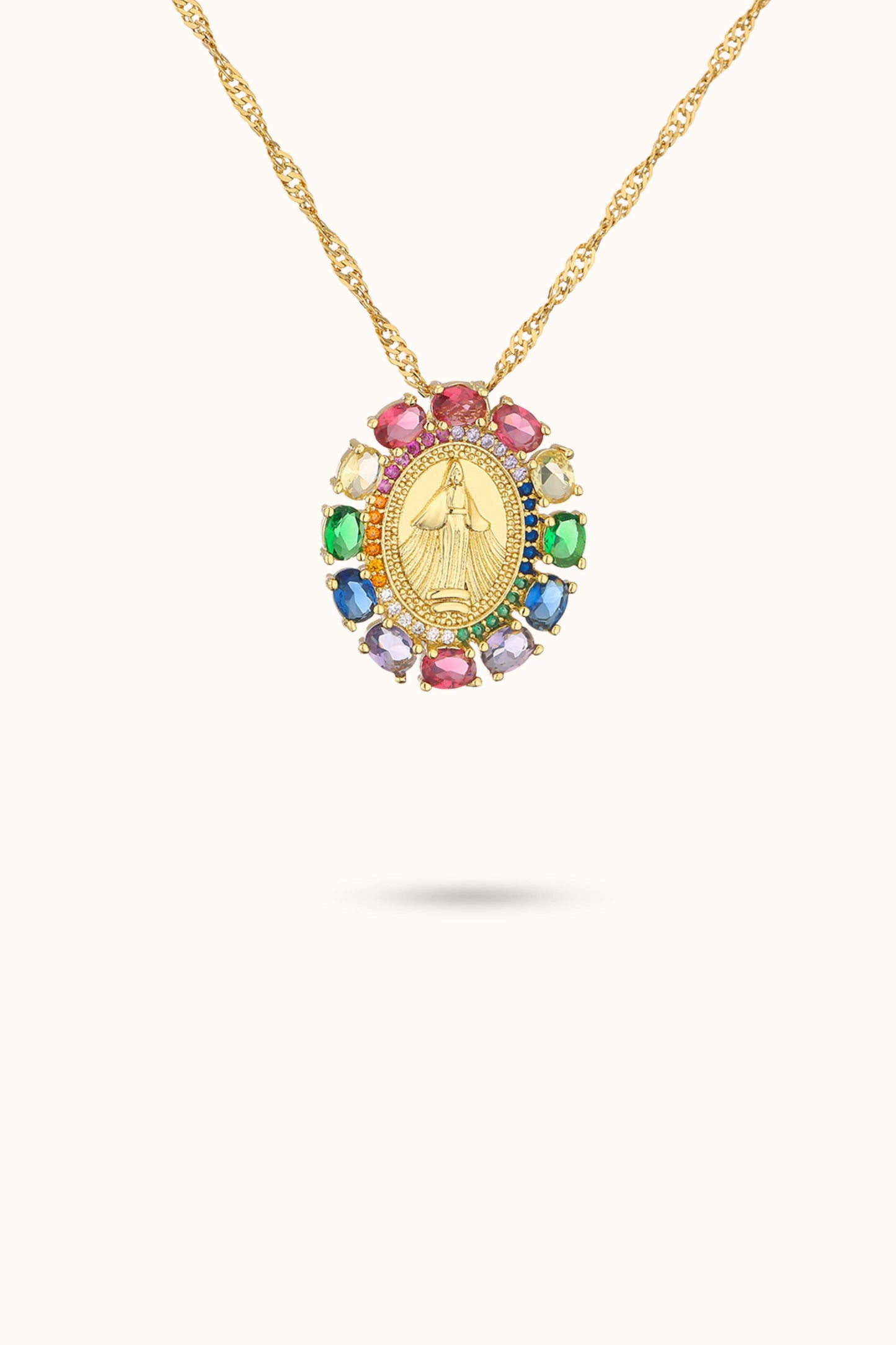 Heart Diamond Madonna Pendant Necklace