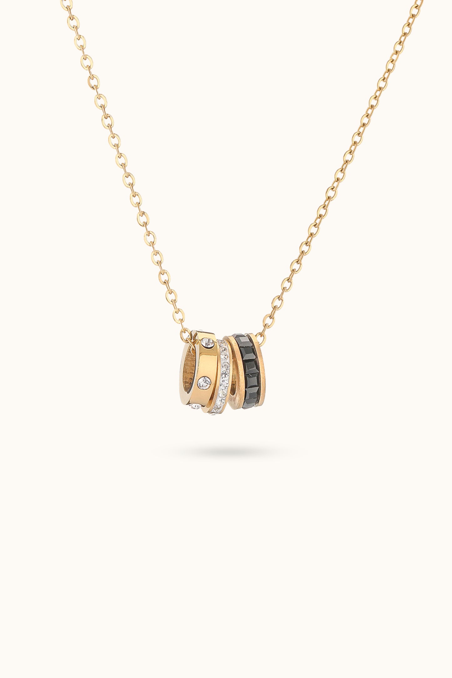 Stacking Hoop Diamond Pendant Necklace