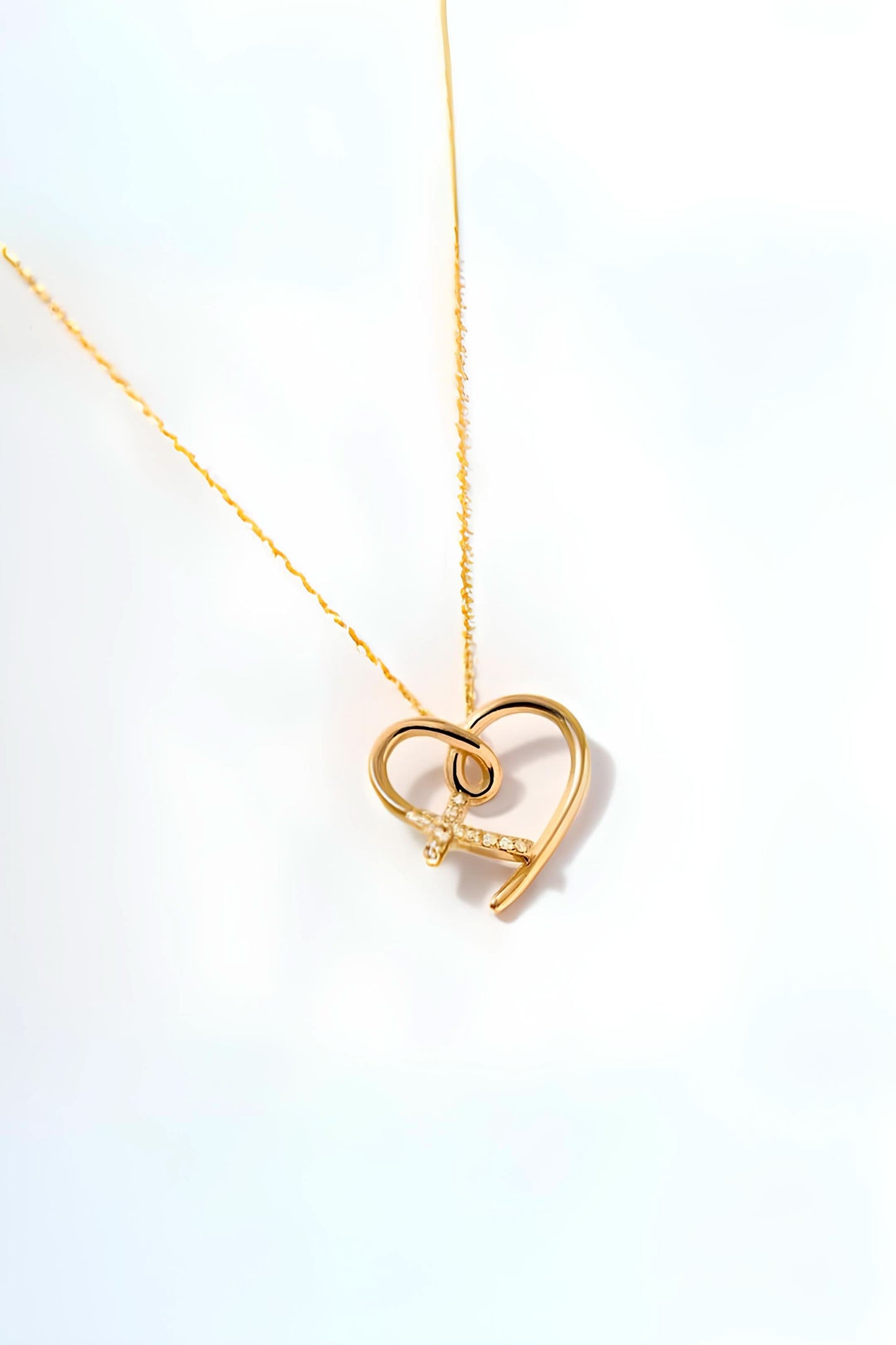 Diamond Heart Cross Necklace