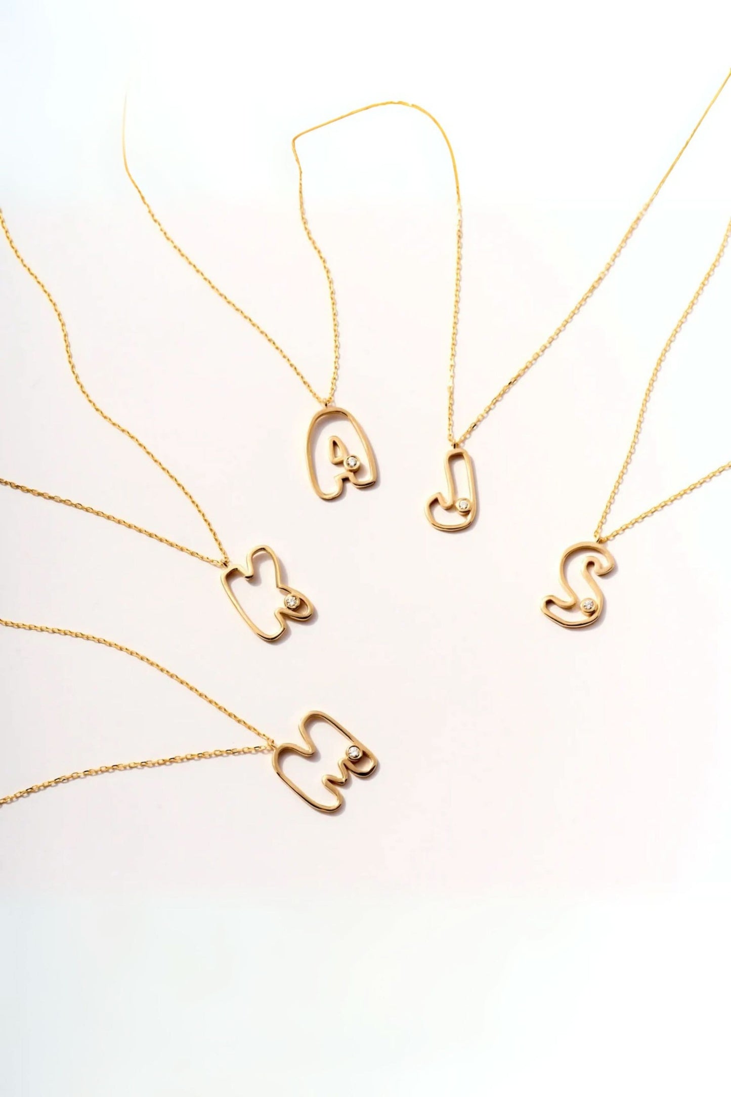 Birthstone Initial Outline Necklace