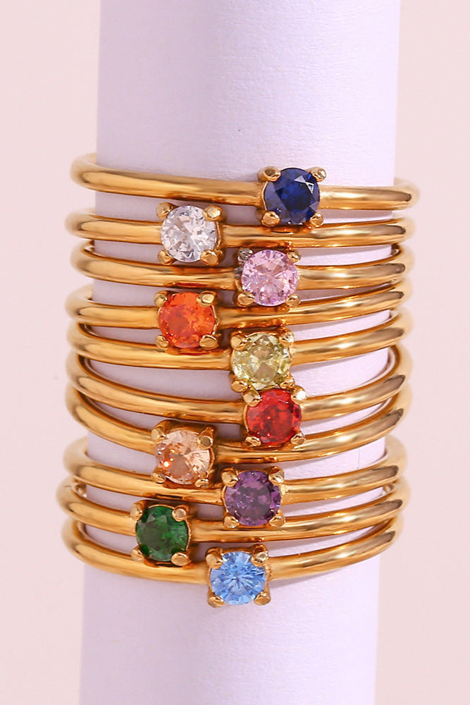 Thin Birthstone Tail Ring