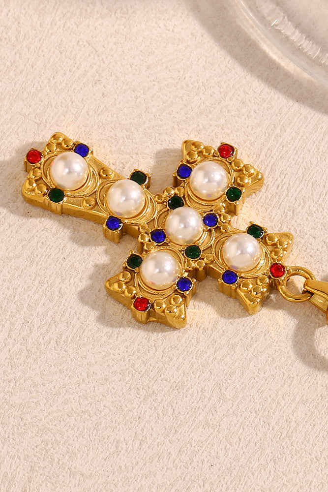 Colorful cross necklace