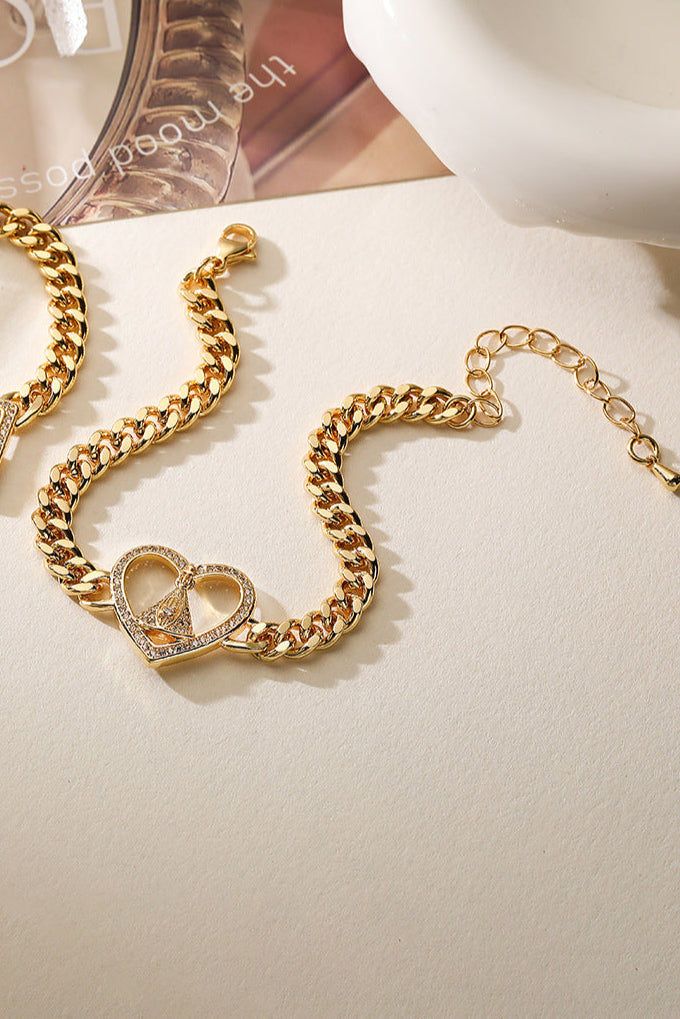 Cuban chain heart bracelet