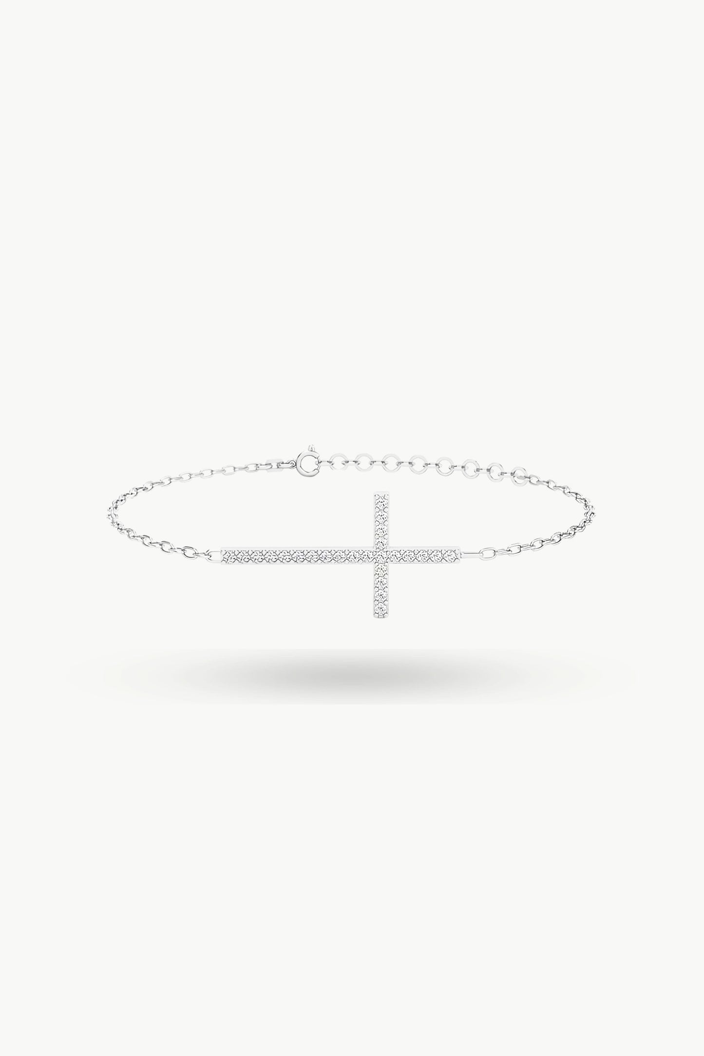 14K Solid Gold Diamond Pave Cross Bracele