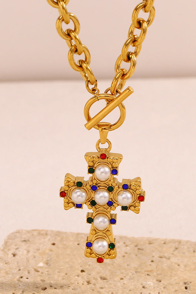 Colorful cross necklace