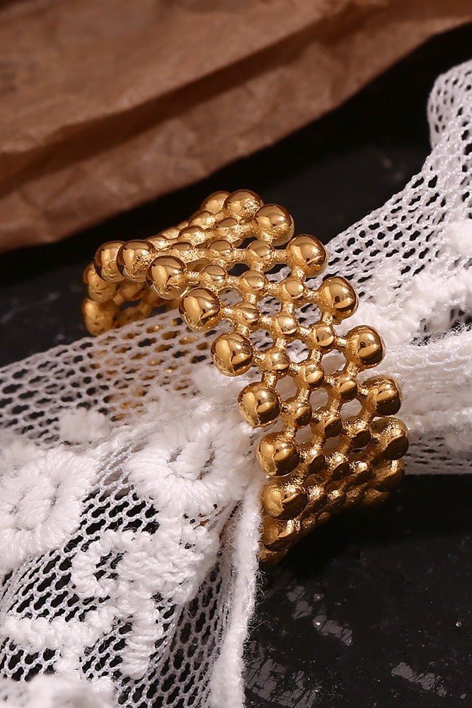 Beaded Mesh Cross Ring