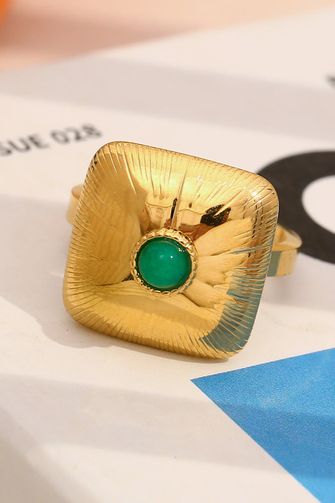 Square Emerald Open Ring