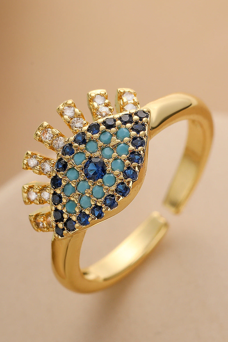Gold and Diamond Evil Eye Open Ring