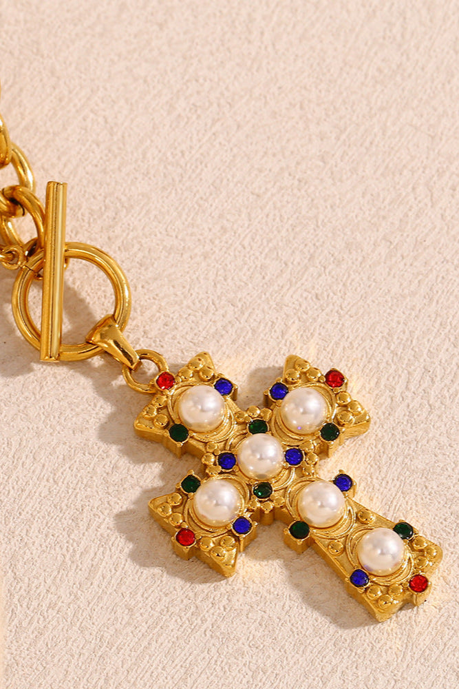 Colorful cross necklace