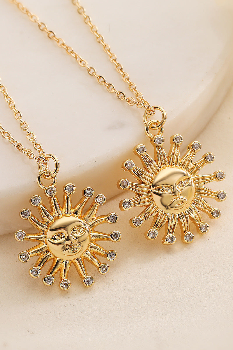 Sun Mask Brick Pendant Necklace