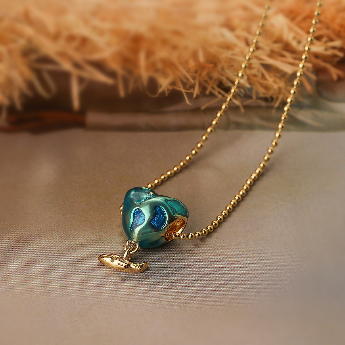 Airplane Love Heart Pendant Necklace