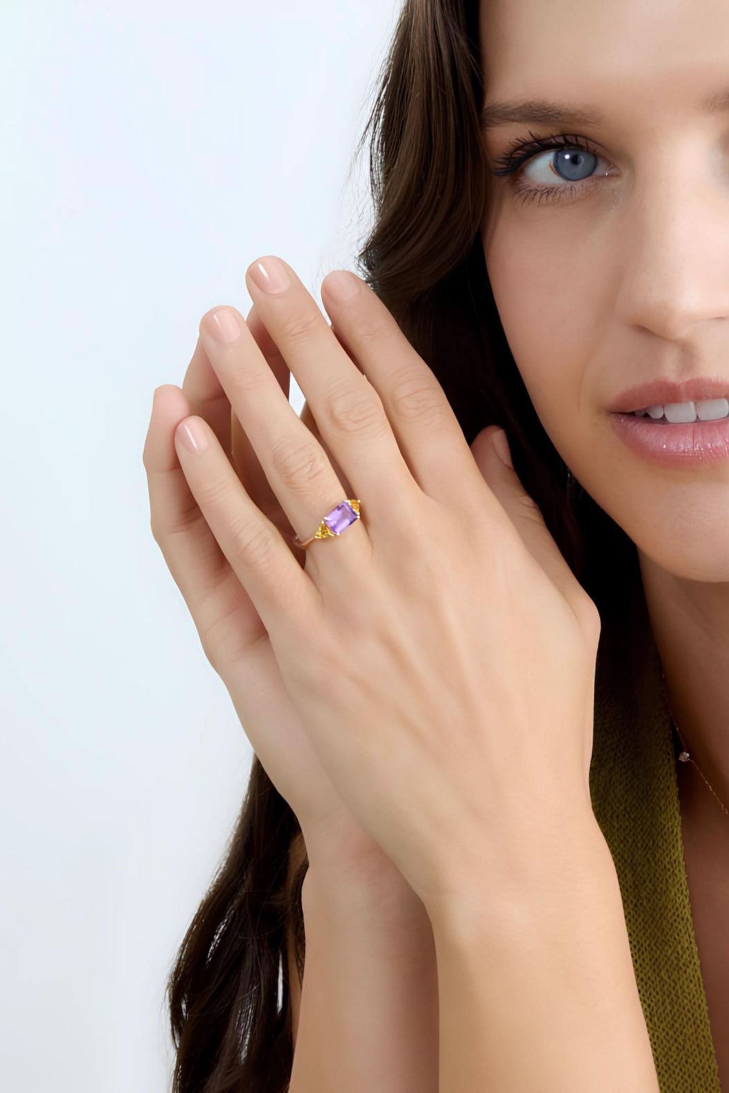 Amethyst Citrine Engagement Ring