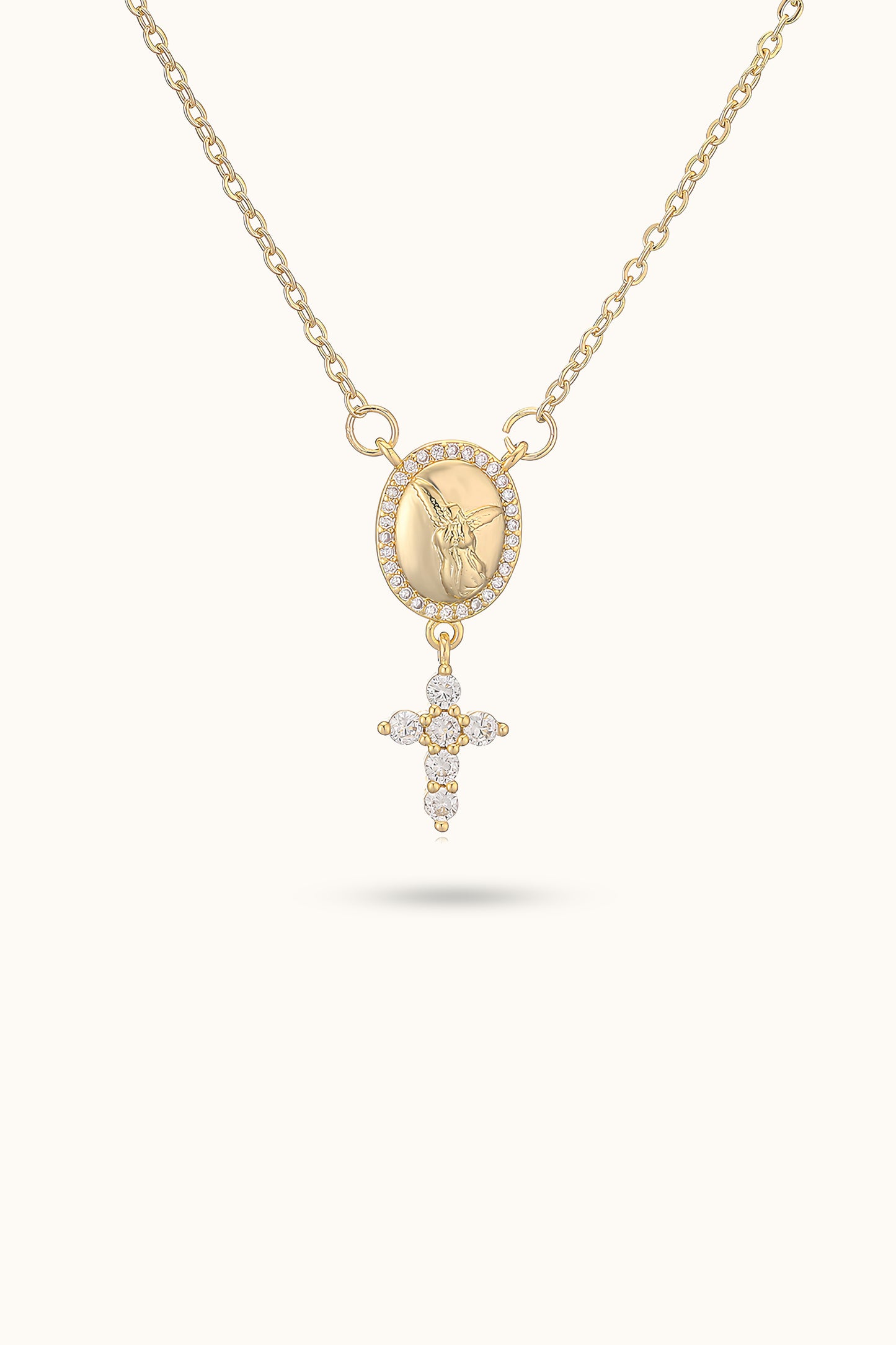 Angel Diamond Cross Pendant Necklace