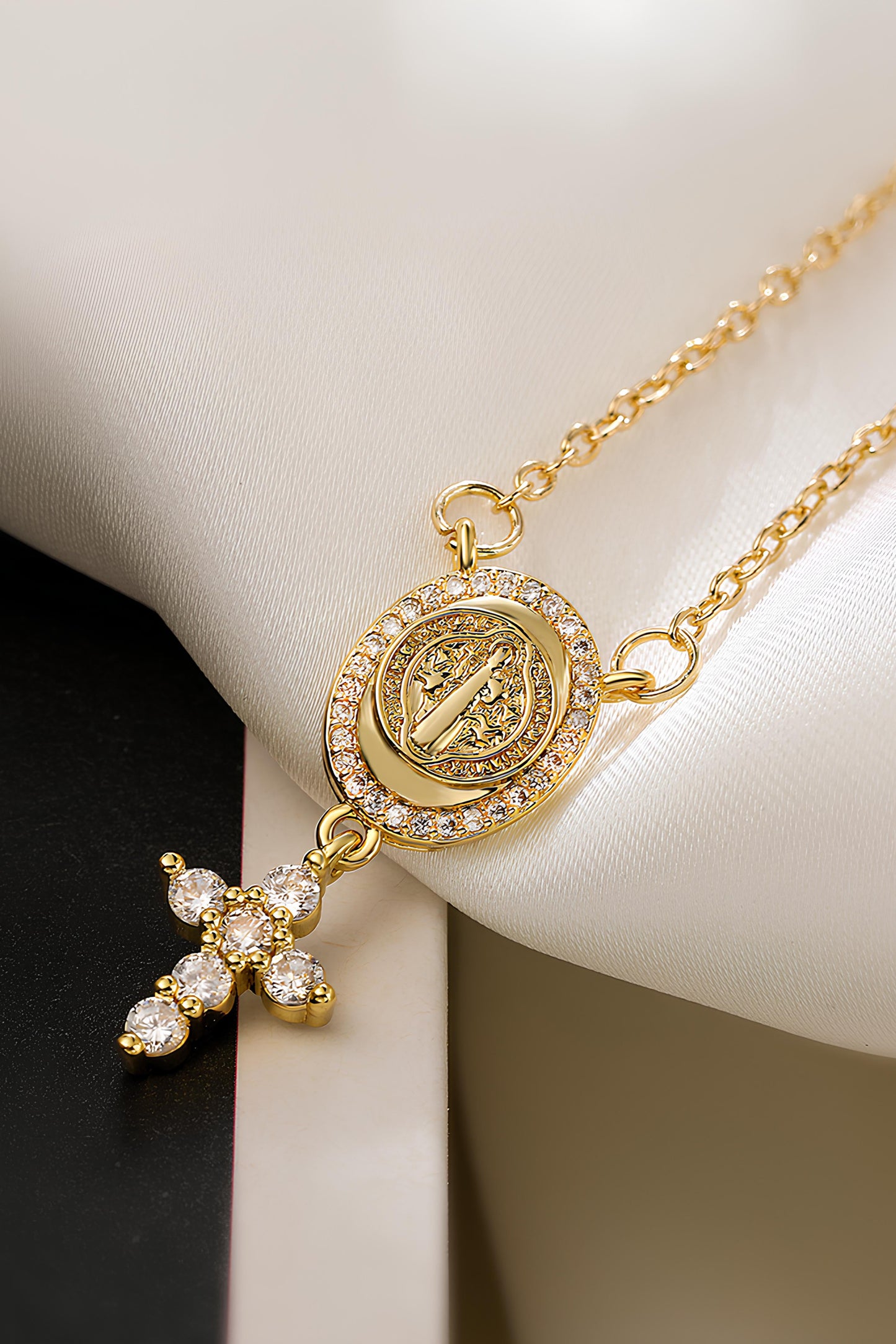 Angel Diamond Cross Pendant Necklace