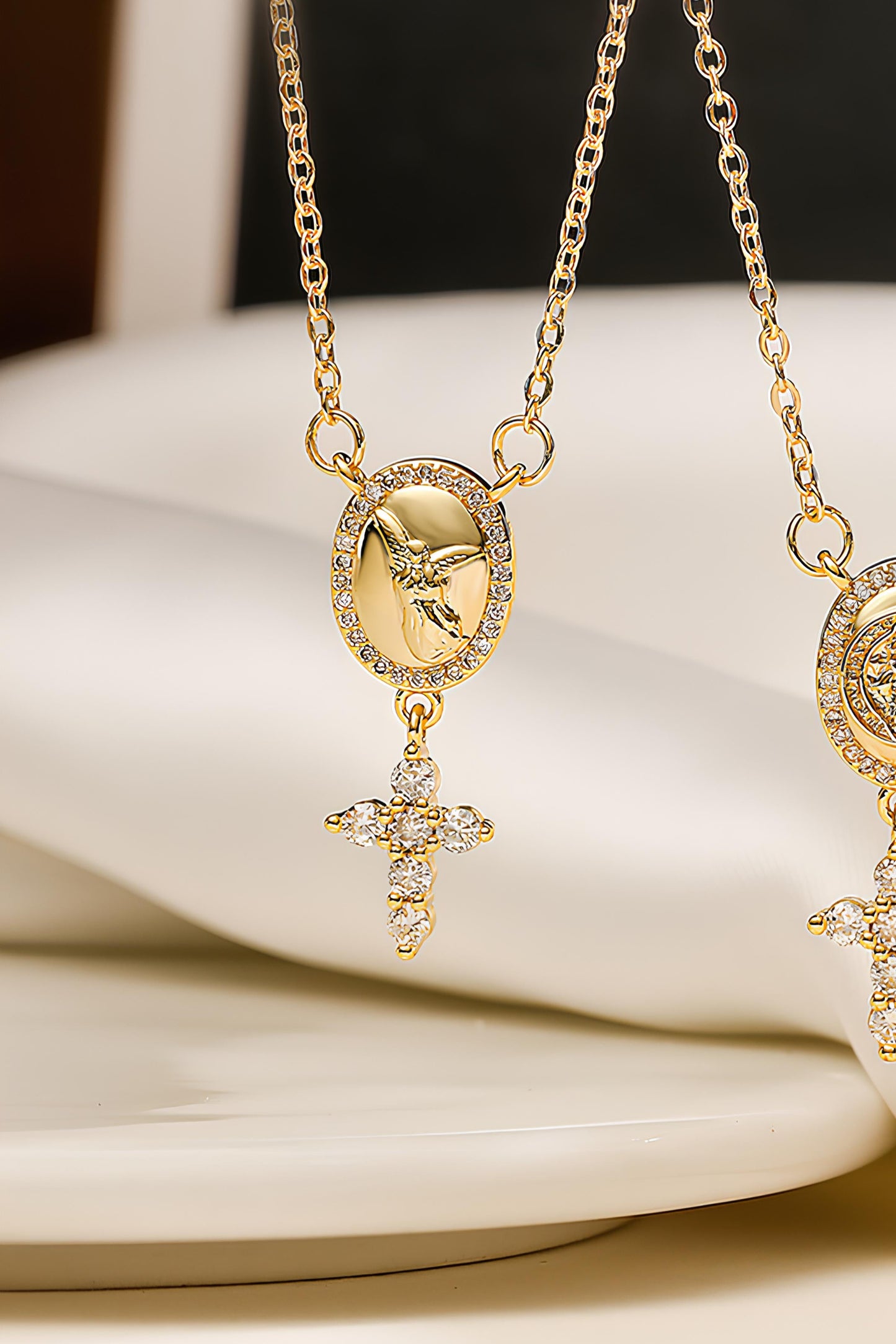 Angel Diamond Cross Pendant Necklace