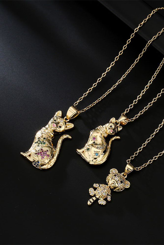 Leopard Pendant Diamend animal necklace