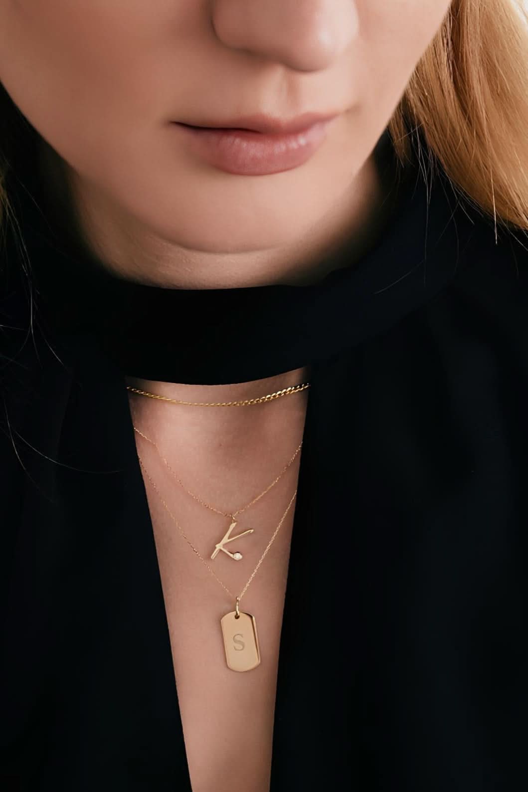 Bezel-Set Initial Necklace