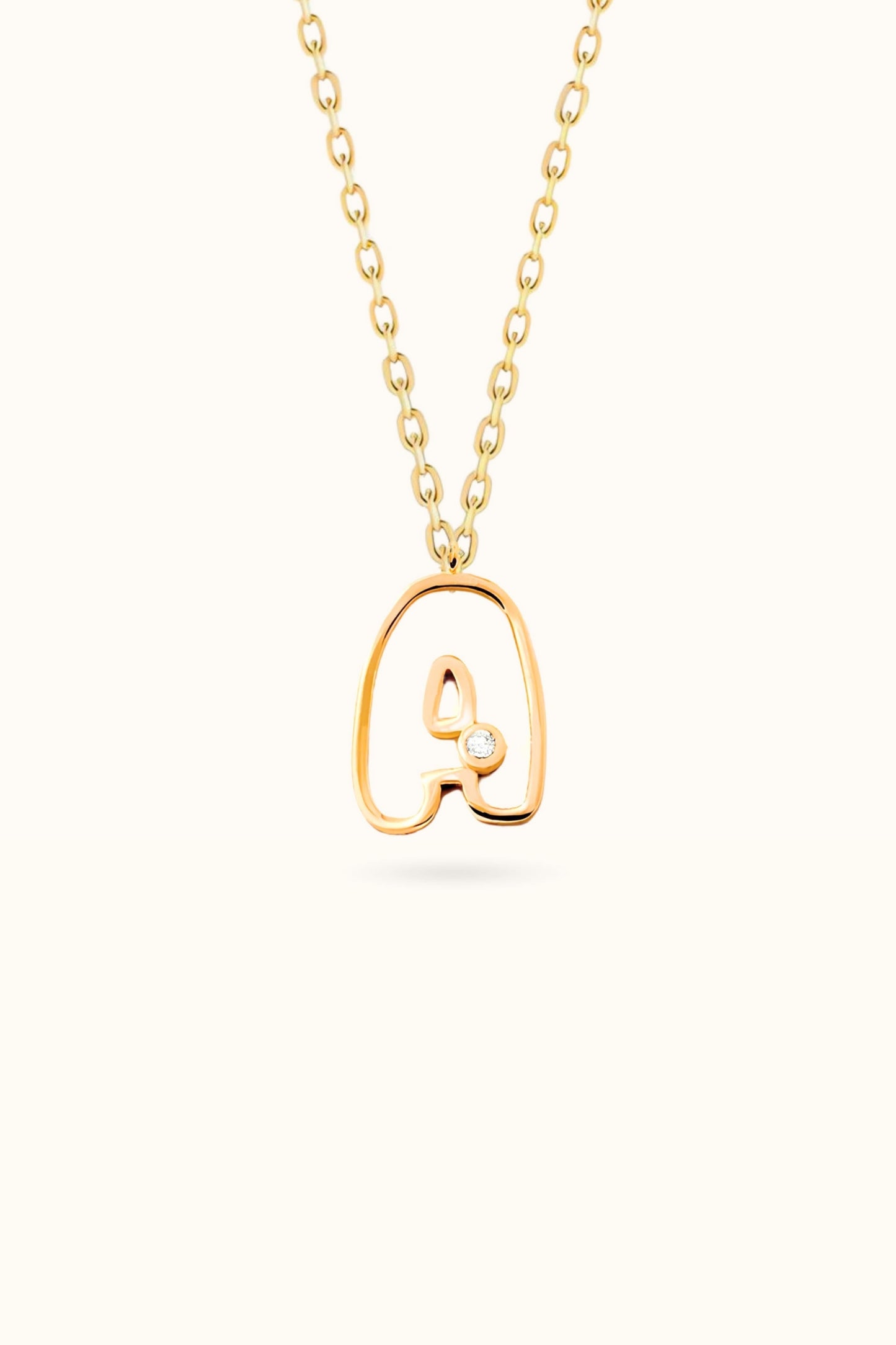Birthstone Initial Outline Necklace
