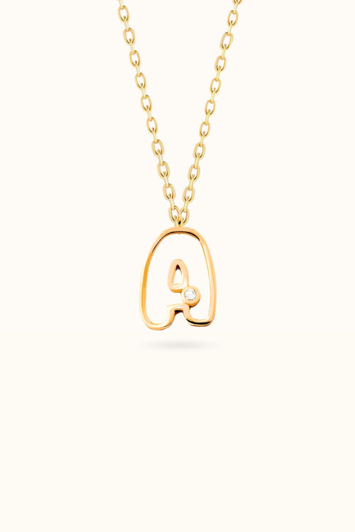Birthstone Initial Outline Necklace