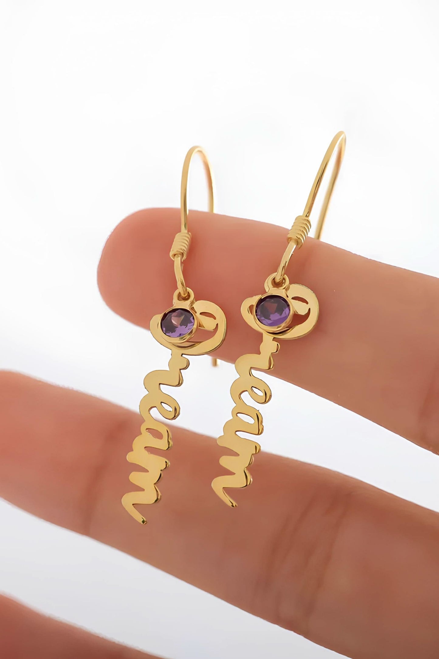 Birthstone Name Jewelry Dainty Earring