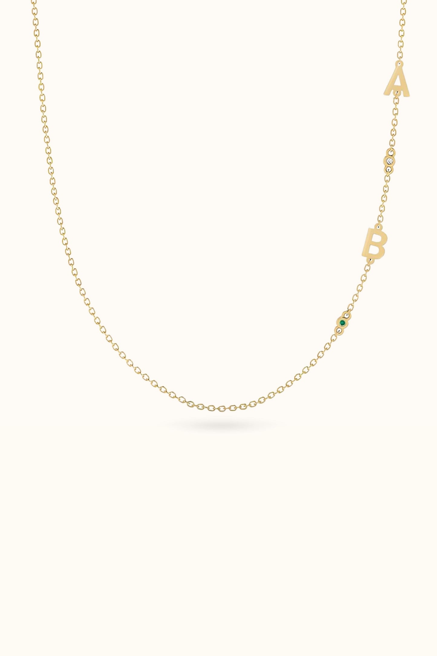Birthstones Initials Necklace