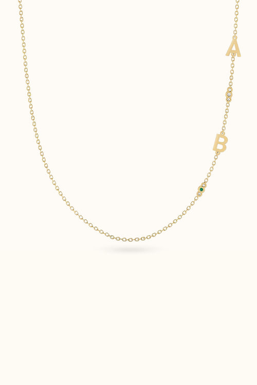 Birthstones Initials Necklace