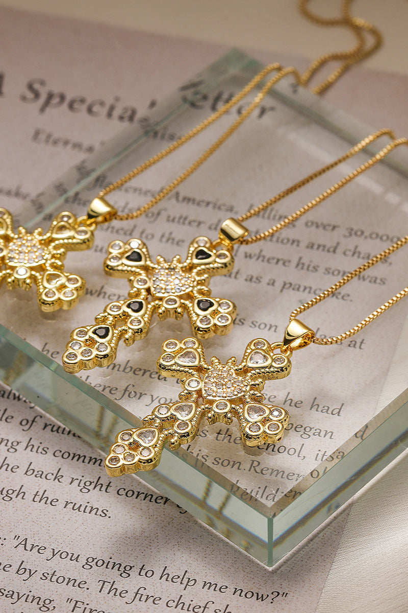 Colored Diamond Fancy Cross Pendant Necklace