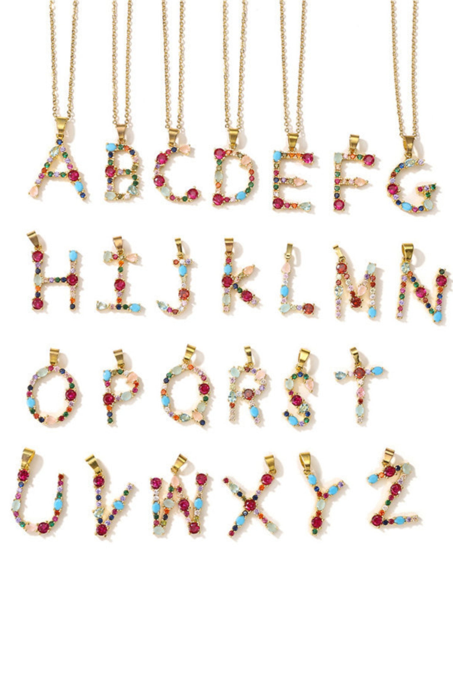 Colored Diamond Initial Name Necklace