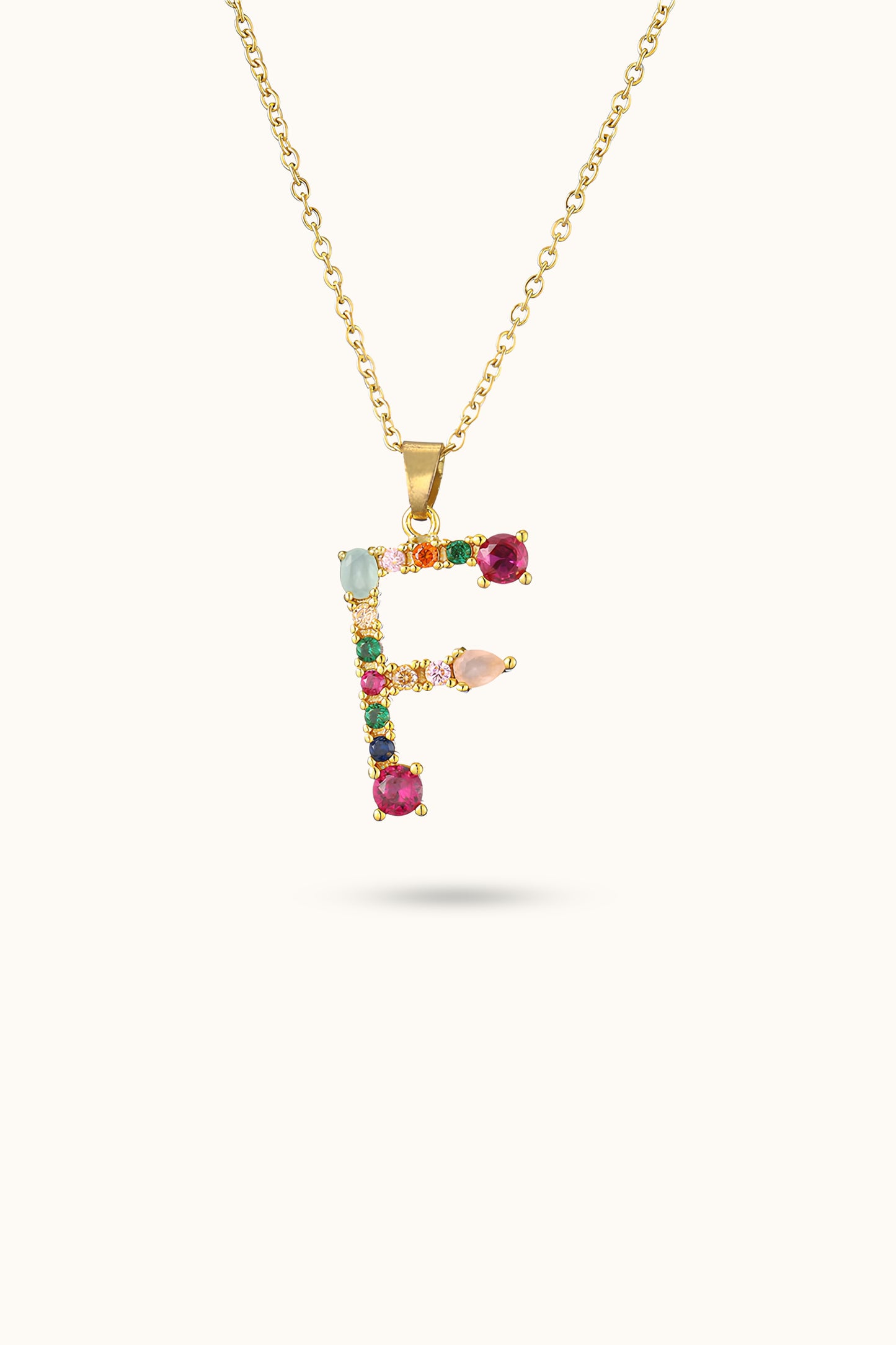 Colored Diamond Initial Name Necklace