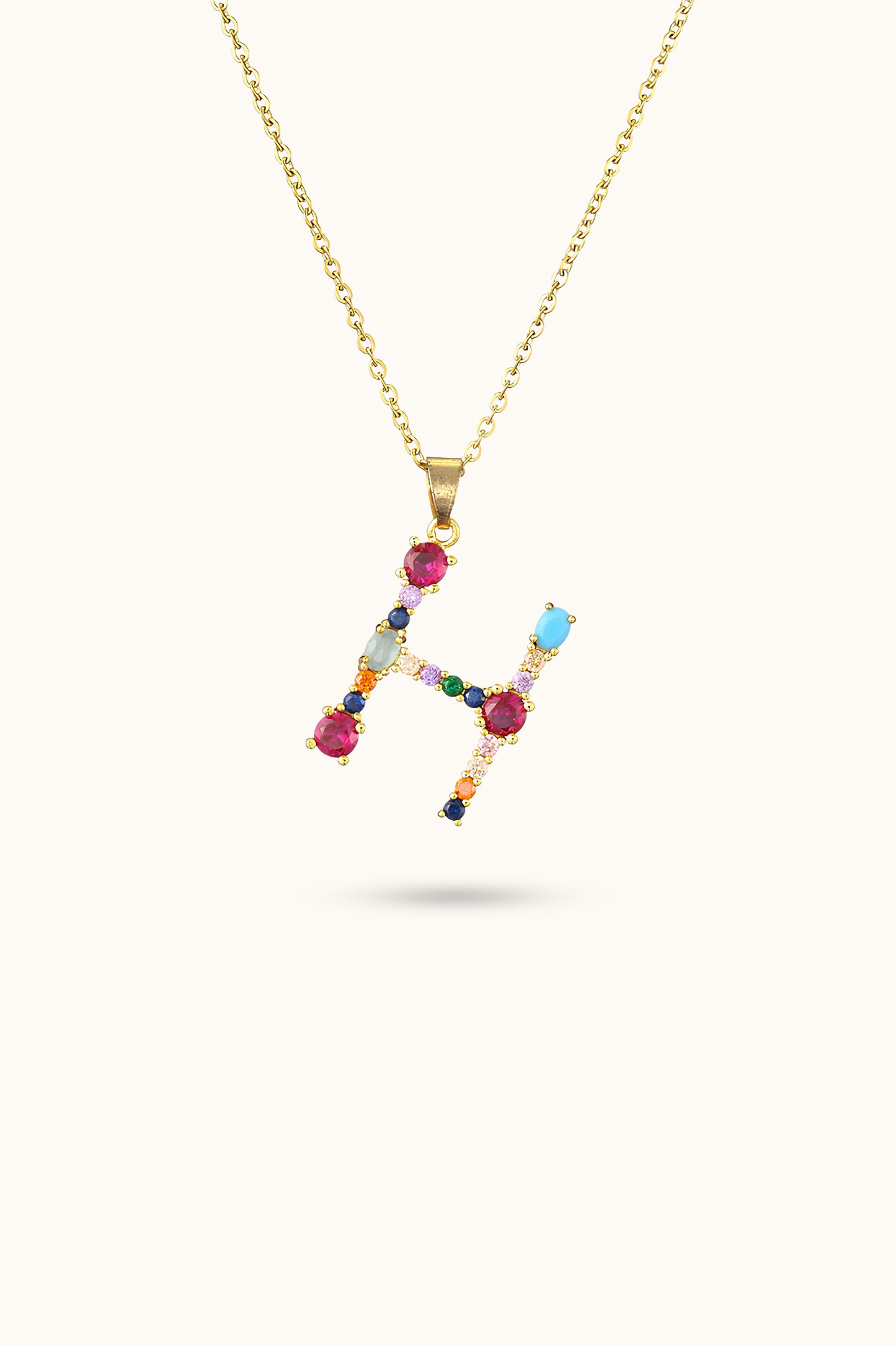 Colored Diamond Initial Name Necklace