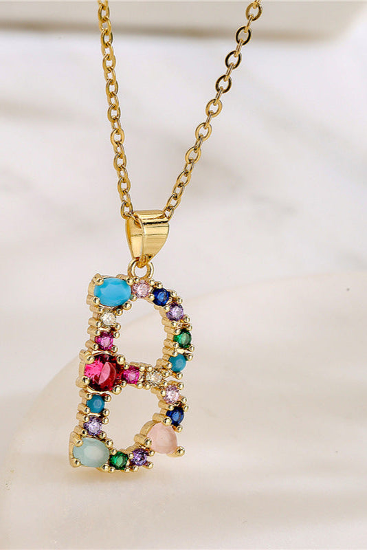 Colored Diamond Initial Name Necklace