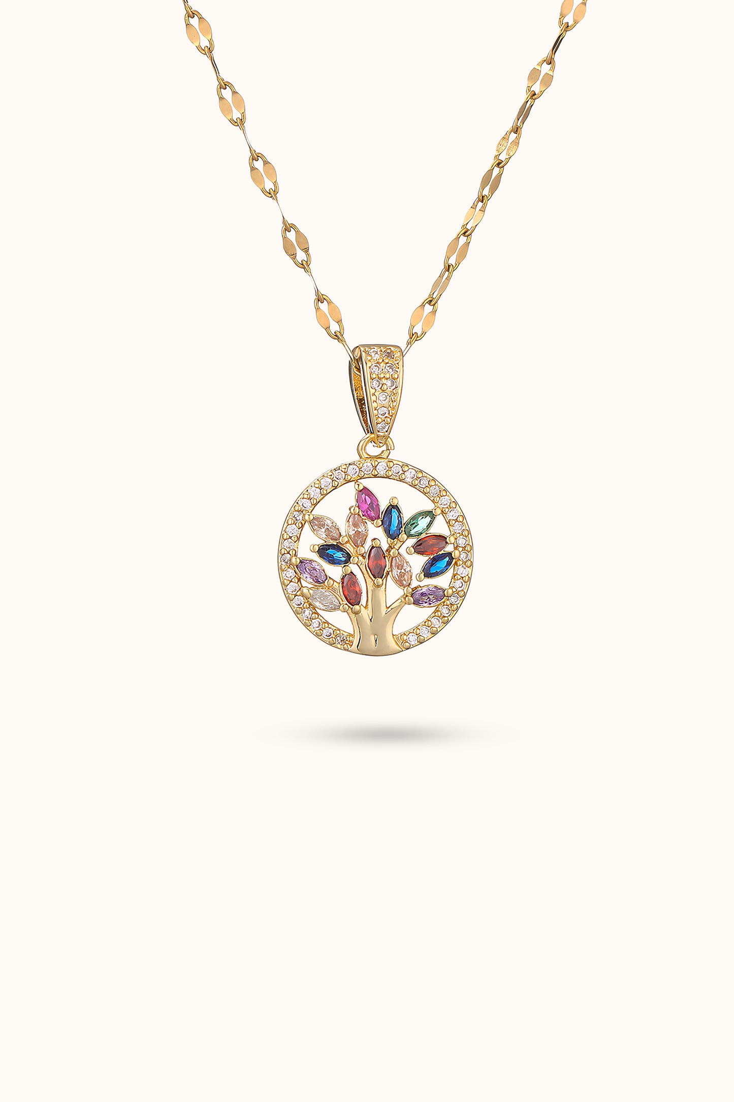 Colored Diamond Tree of Life Pendant Necklace