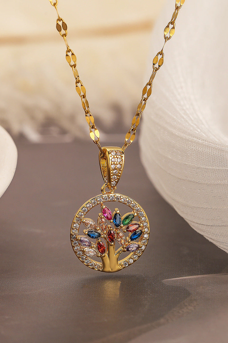 Colored Diamond Tree of Life Pendant Necklace
