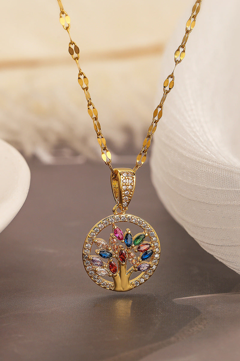 Colored Diamond Tree of Life Pendant Necklace