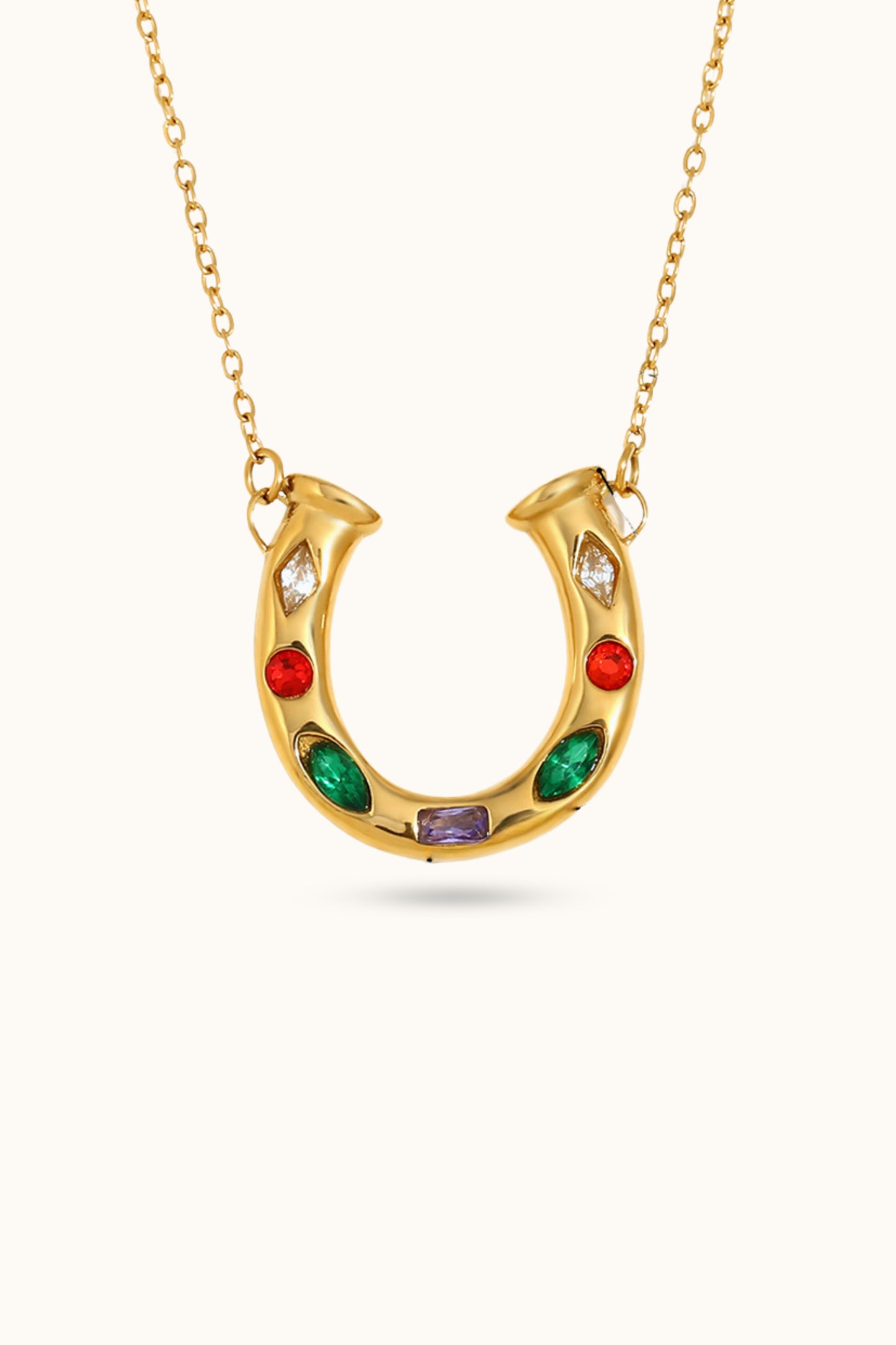 Colored Diamond U-Shaped Pendant Necklace