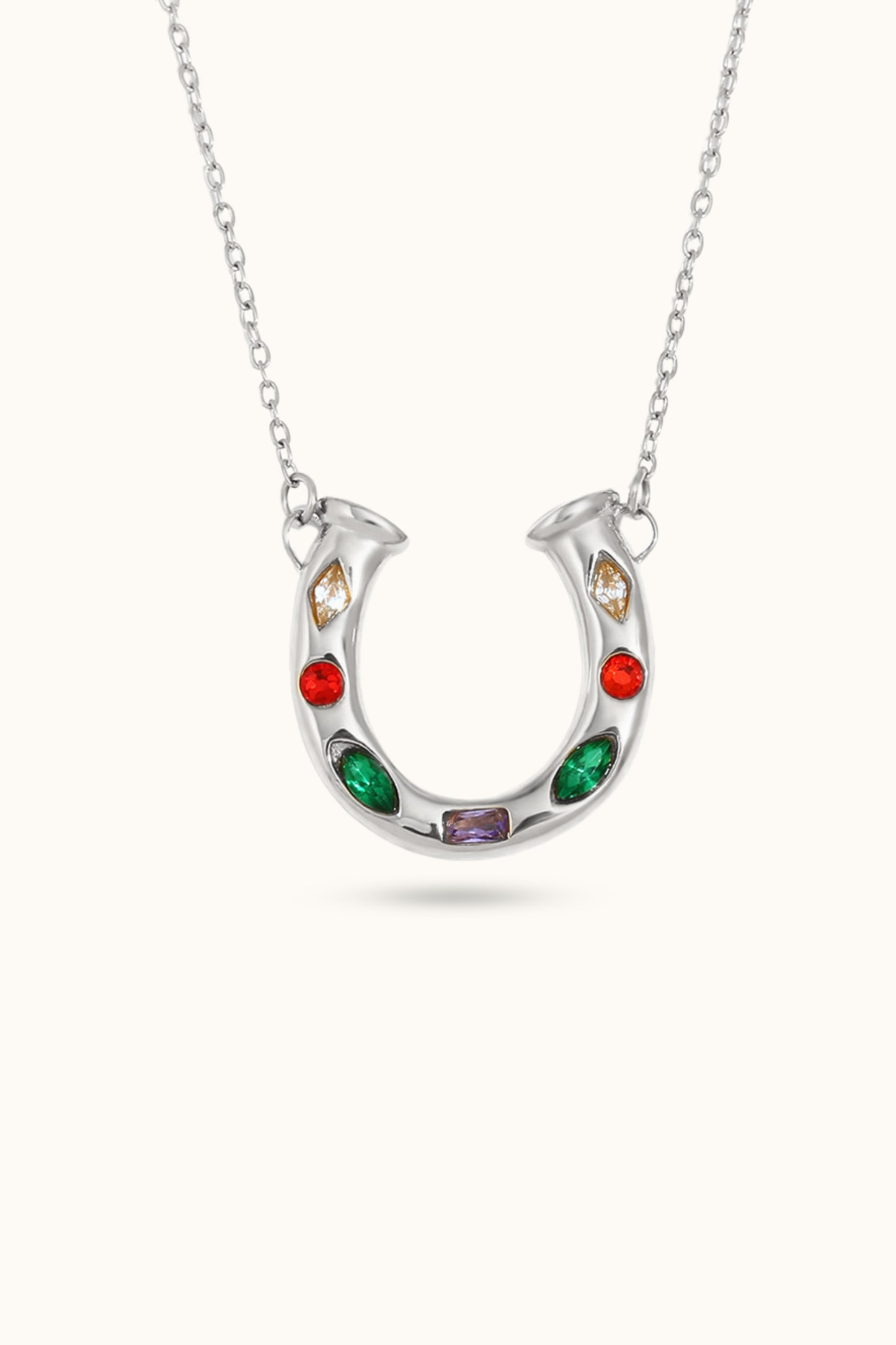 Colored Diamond U-Shaped Pendant Necklace