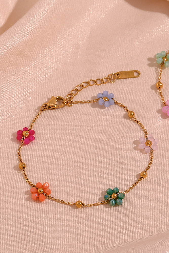 Colorful Flower Beaded Bracelet
