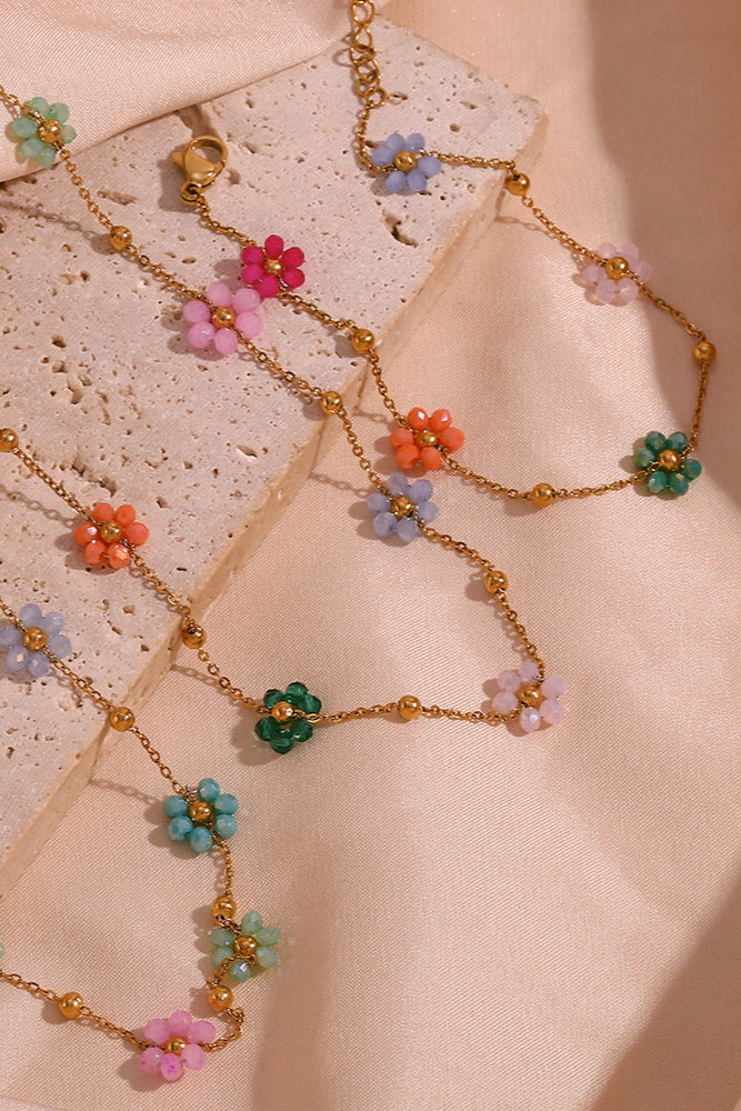 Colorful Flower Beaded Necklace