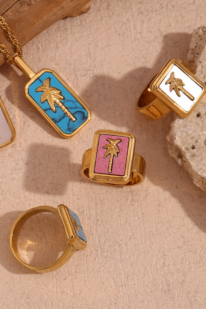 Colorful Coconut Tree Square Ring