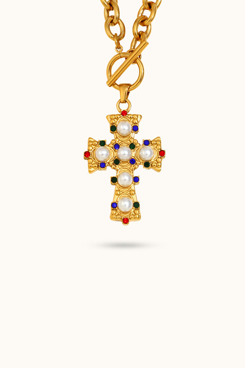 Colorful cross necklace