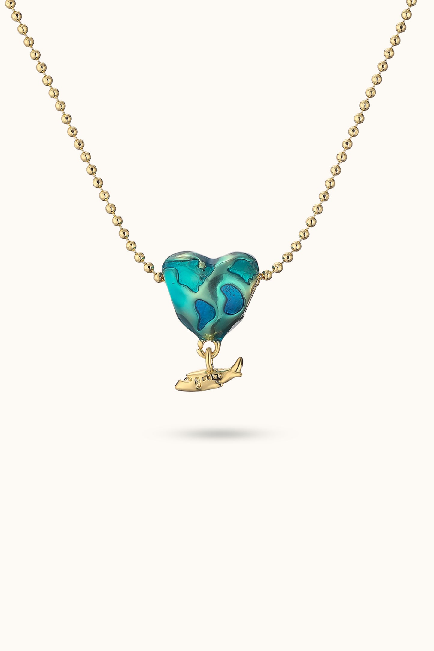 Airplane Love Heart Pendant Necklace