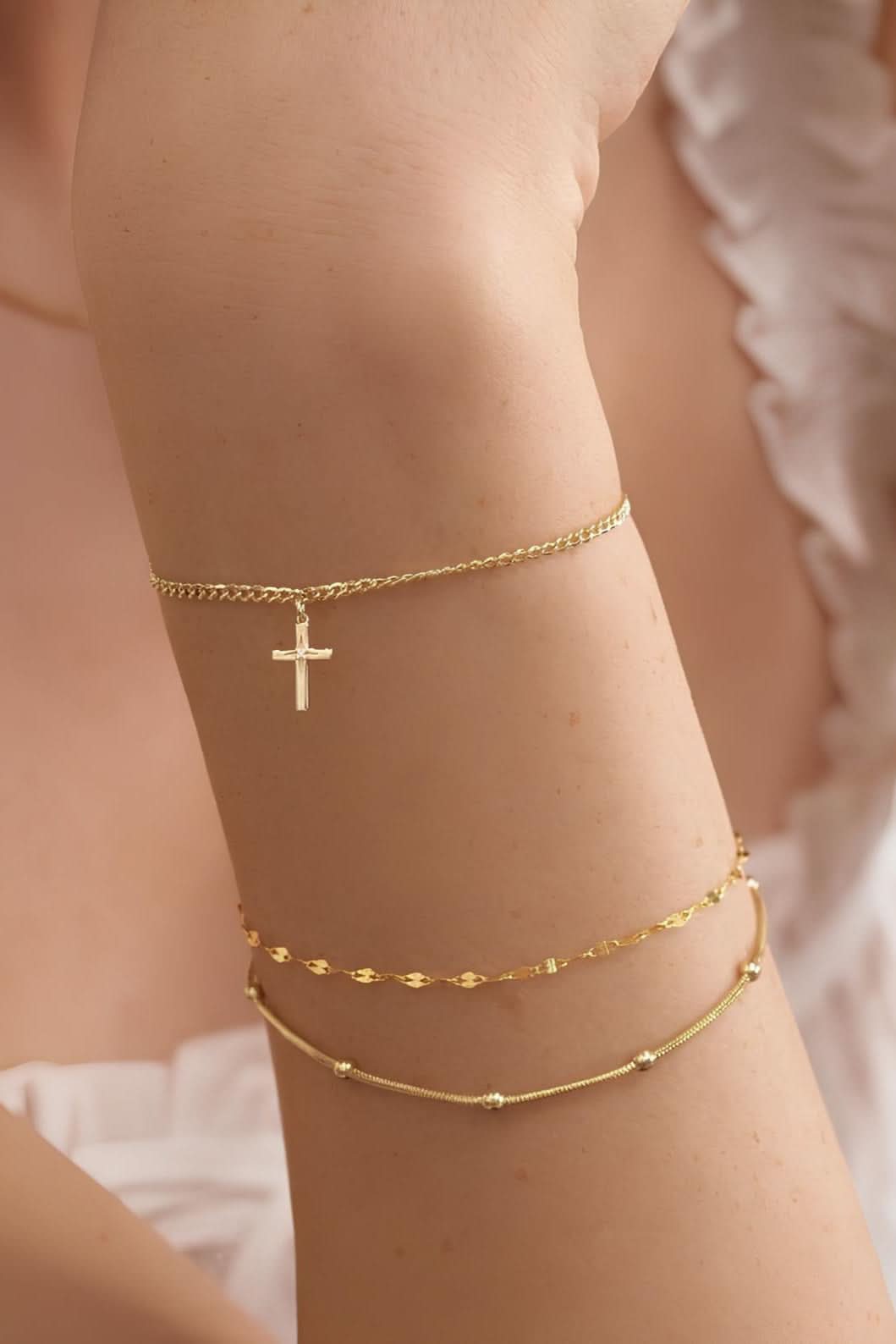 Cross Bracelet in 14k Solid Gold