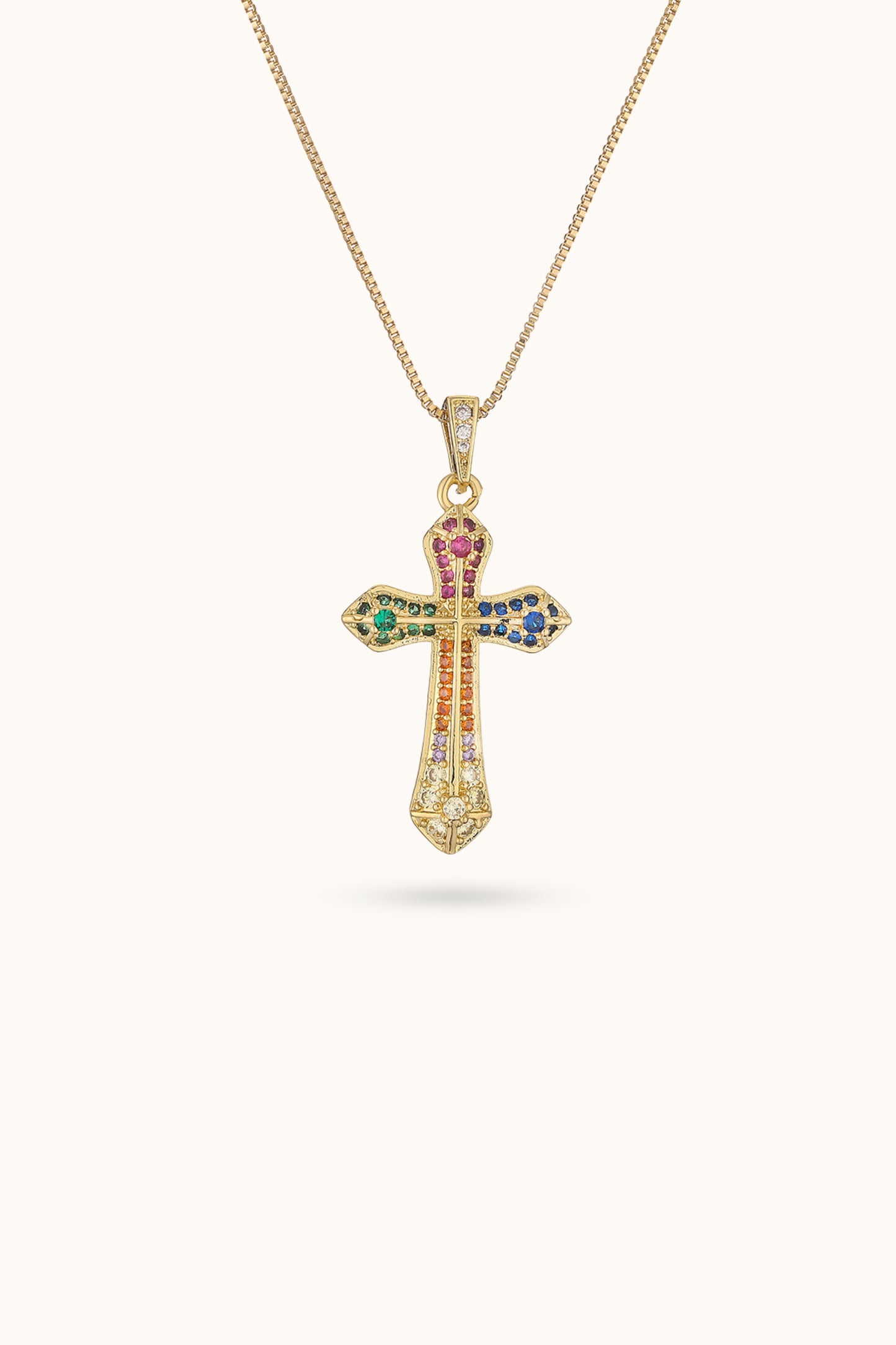 Cross Colored Diamond Pendant Necklace