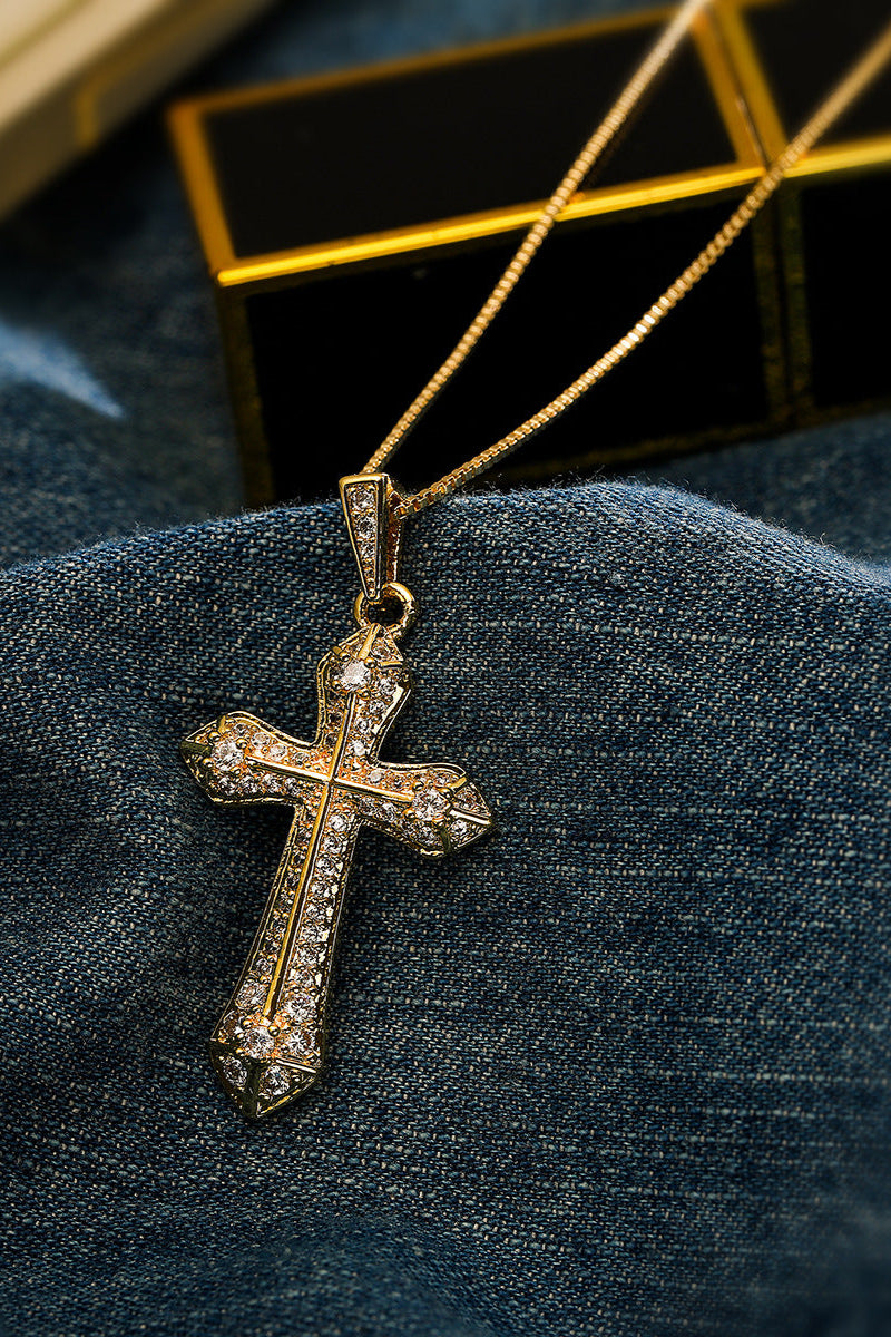 Cross Colored Diamond Pendant Necklace
