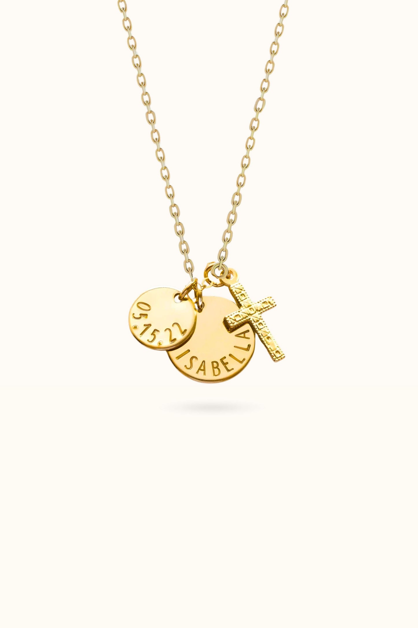 Cross Name Necklace with Date