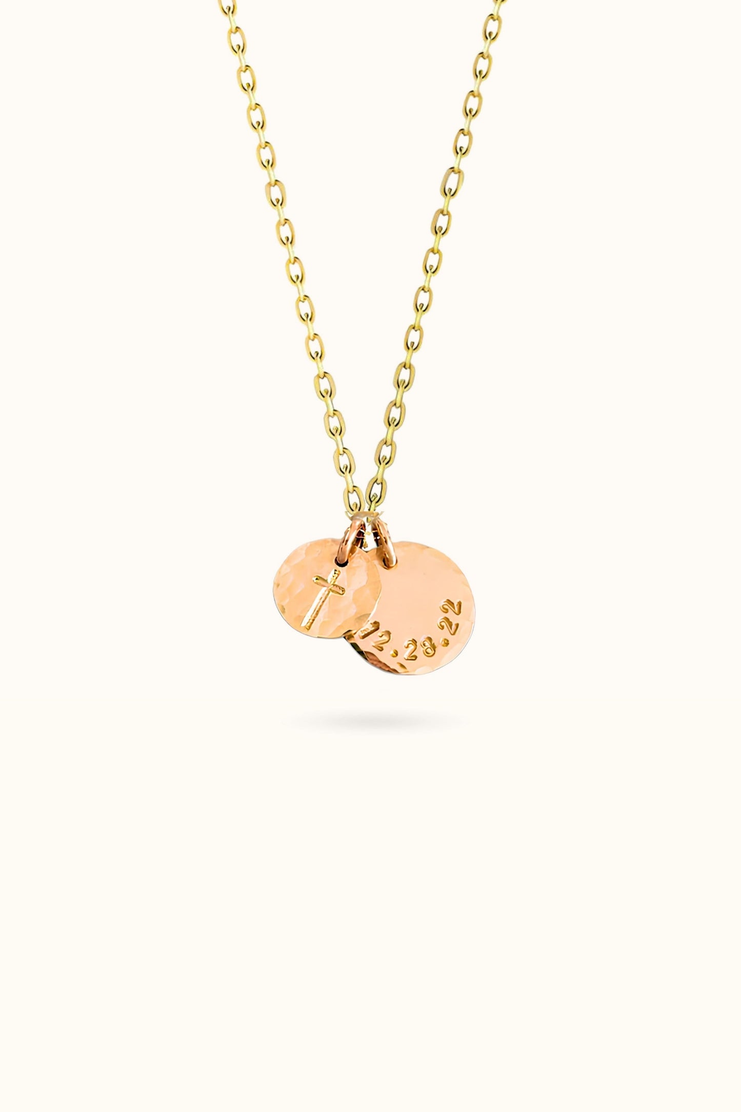 Cross on Coin with Birthday Necklace