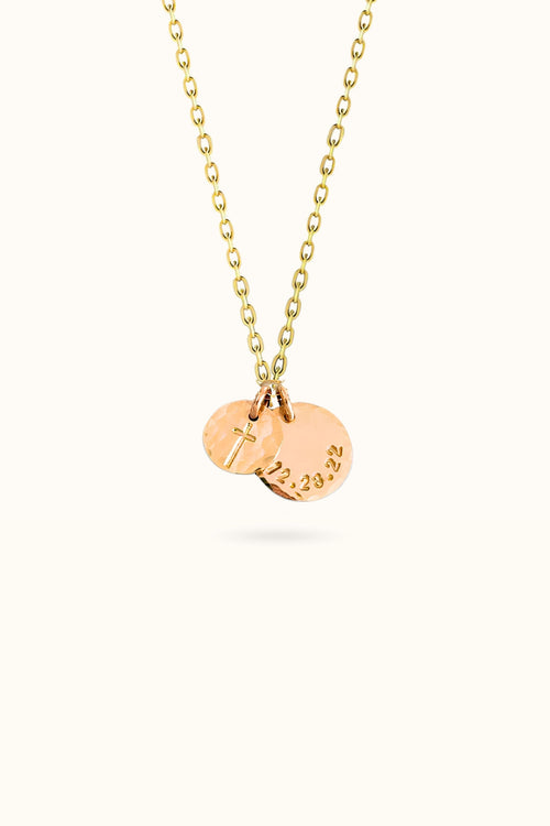 Cross on Coin with Birthday Necklace